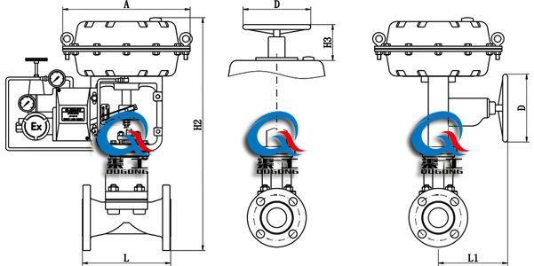 氣動(dòng)隔膜調(diào)節(jié)閥 外形尺寸圖