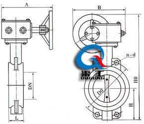 D71F手動(dòng)對夾蝶閥 (蝸輪傳動(dòng))	